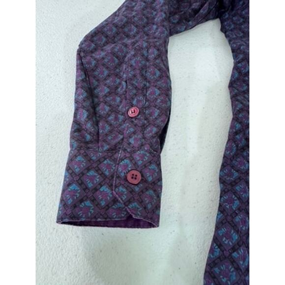 "SAKS FIFTH AVE" Real Clothes, Purple Paisley Men Button Up Shirt, Y2K,Flip Cuff - Picture 6 of 9